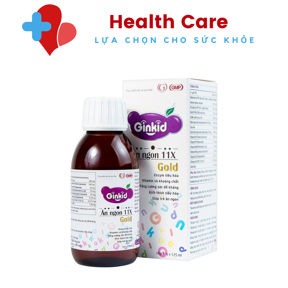 Ginkid Ăn ngon 11X cải thiện chức năng tiêu hóa cho trẻ hết biếng ăn lọ 125ml