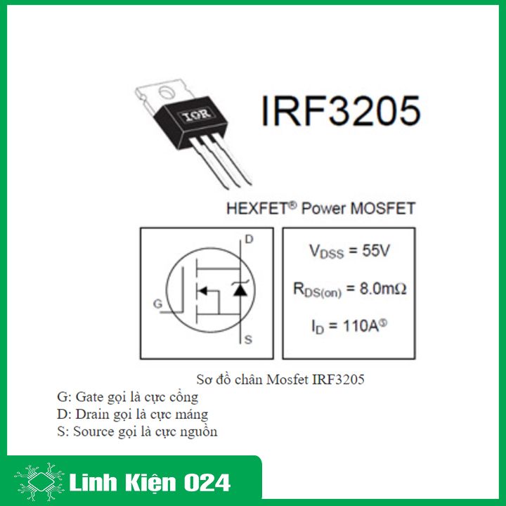 (XẢ HÀNG) Mosfet  IRF3205 TO-220 hàng Zin