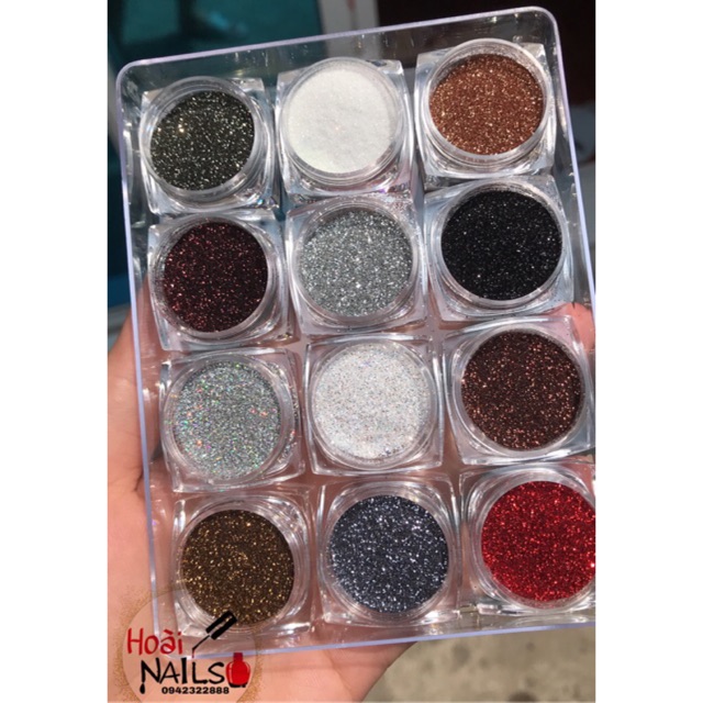 Set nhũ rắc kim cương 12 màu Phụ kiện Nail
