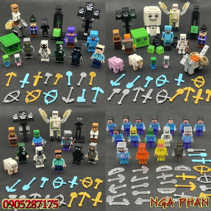 Minifigures Nhân Vật Minecraft Siêu Đẹp Kèm Trang Bị Đồ Chơi Xếp Hình Lắp Ráp Unofficial Lego MOC DIY