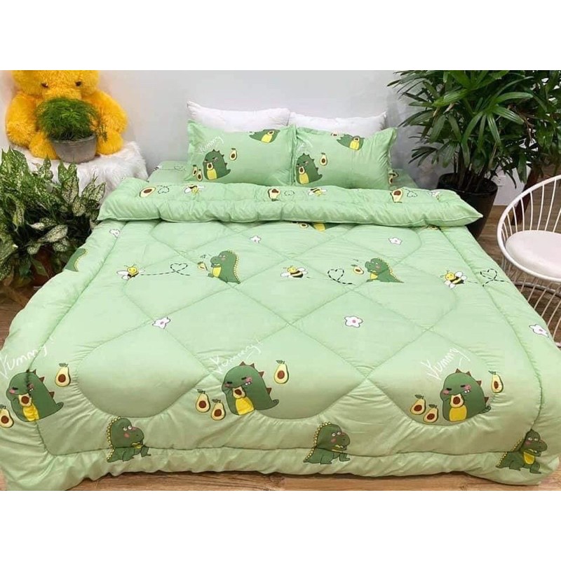 Bộ Ga Giường Cotton Poly 5 Món Chăn Phao