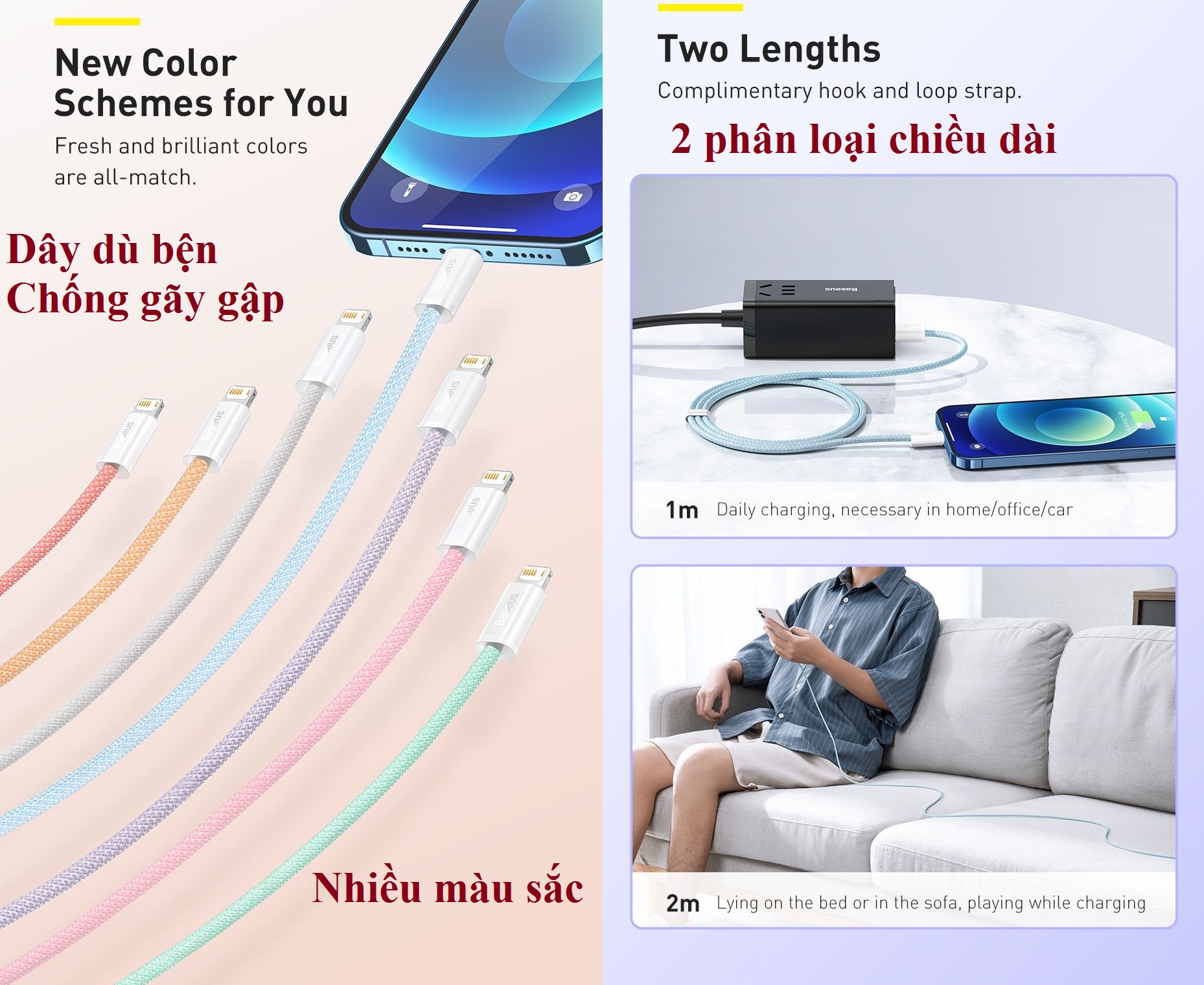 Cáp sạc iPhone 2.4A Baseus Dynamic Series