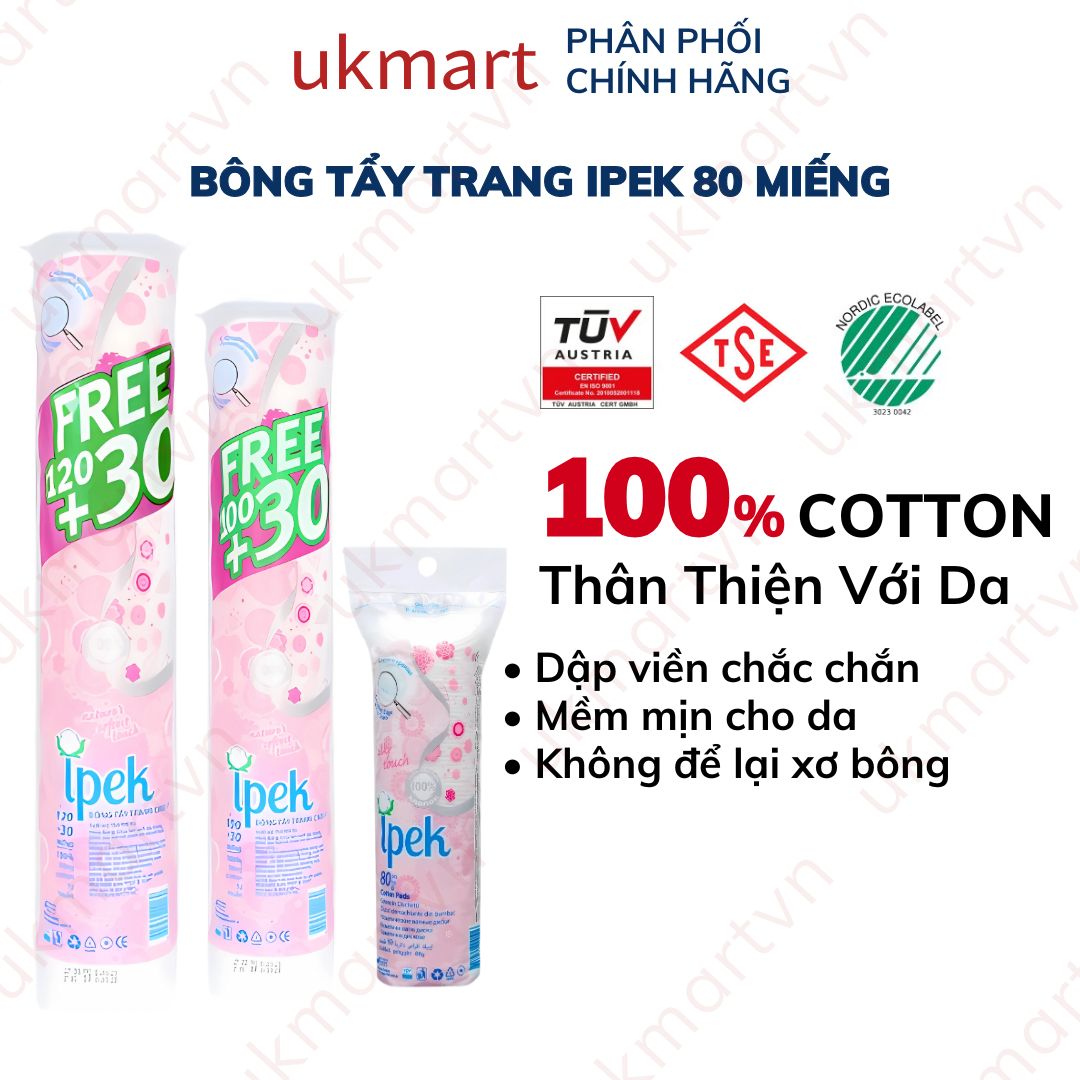 Bông Tẩy Trang Ipek 80 miếng, 130 miếng, 150 Miếng