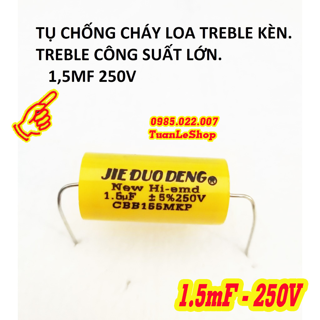 Tụ 1.5mf -tụ phân tần 1.5mf 250v vàng tròn - giá 01 cái - tụ loa treble