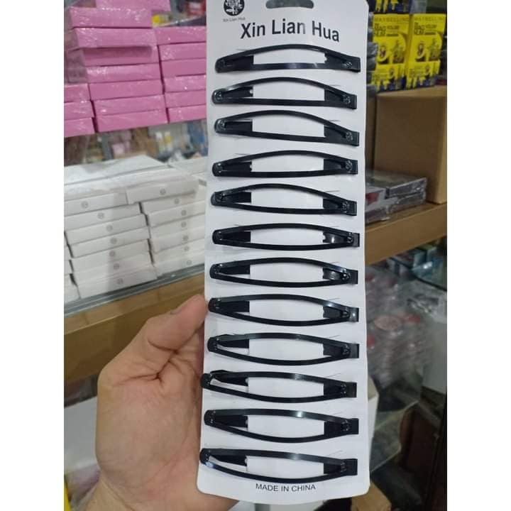 Vỉ 12 kẹp tóc dẹp màu đen