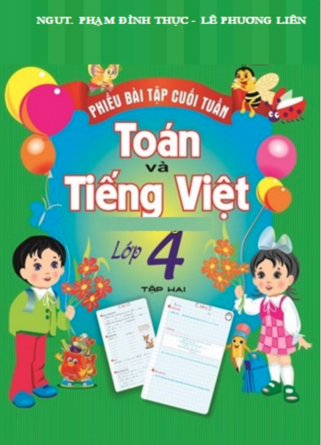 Sách - Phiếu Bài Tập Cuối Tuần Toán - Tiếng Việt Lớp 4 Tập 2 - HA - Newshop
