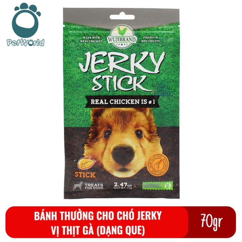 Bánh thưởng cho chó Jerky 70gr - Vị thịt gà dạng que