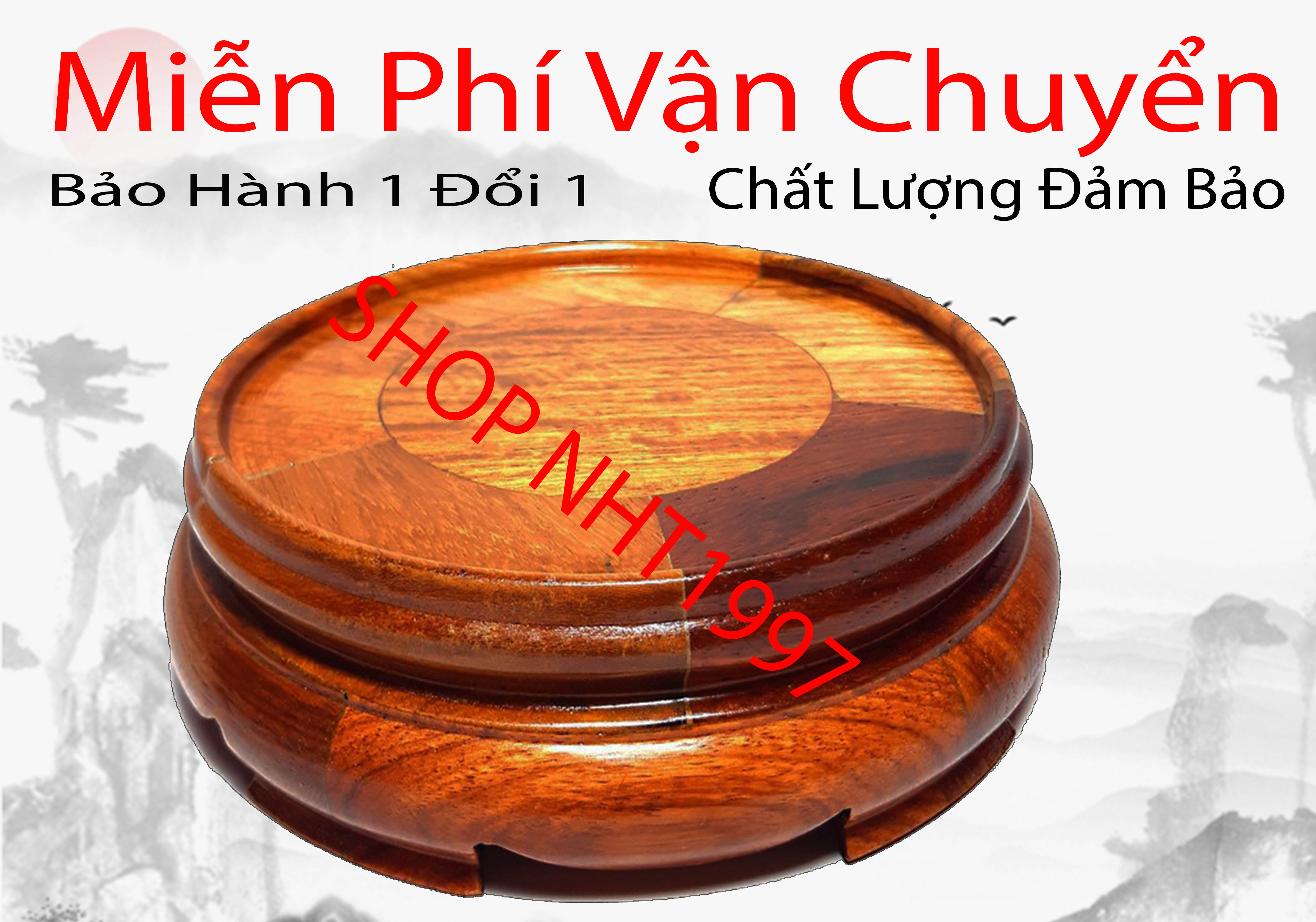 Đế gỗ kê bát hương kỷ tròn đồn tròn gỗ hương cao 6cm