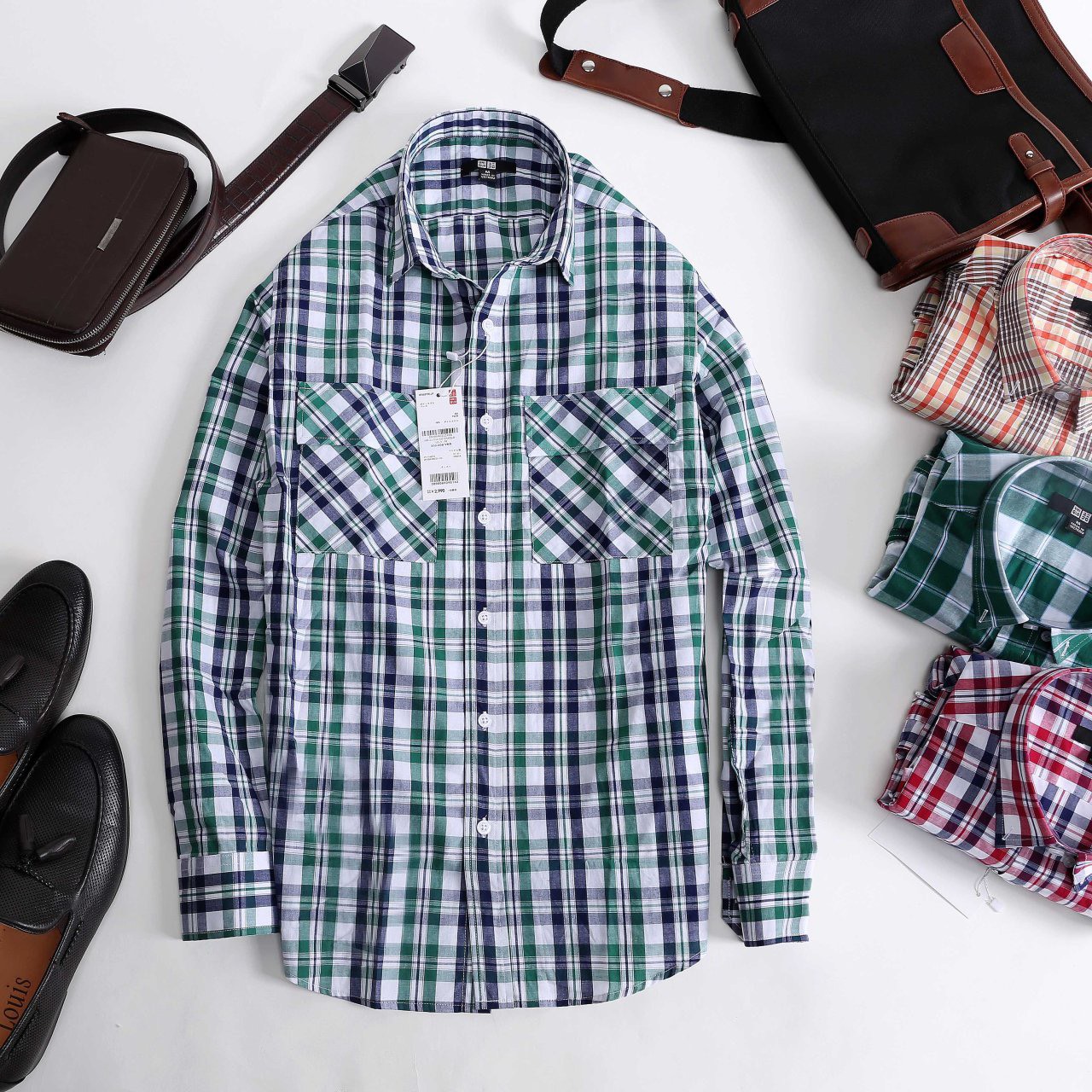 [HCM]Áo sơ mi cotton caro Uniqlo