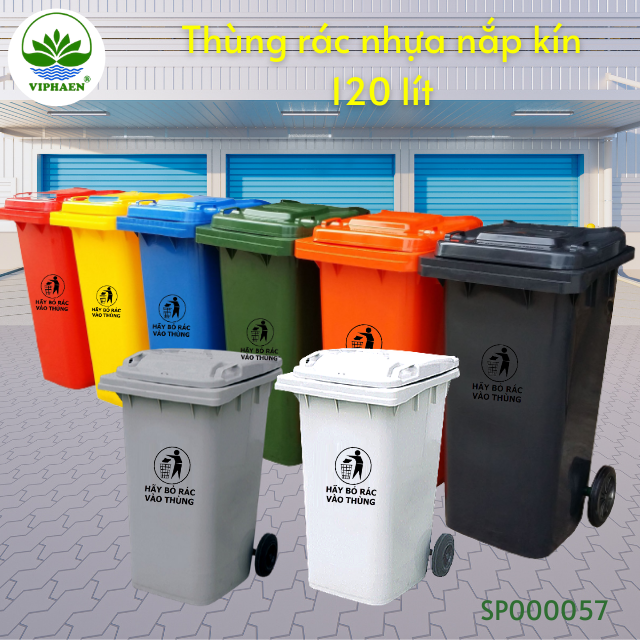 [Loại dày] Thùng Rác Nhựa nắp kín 120 lít, Thùng rác 120 lít Viphaen