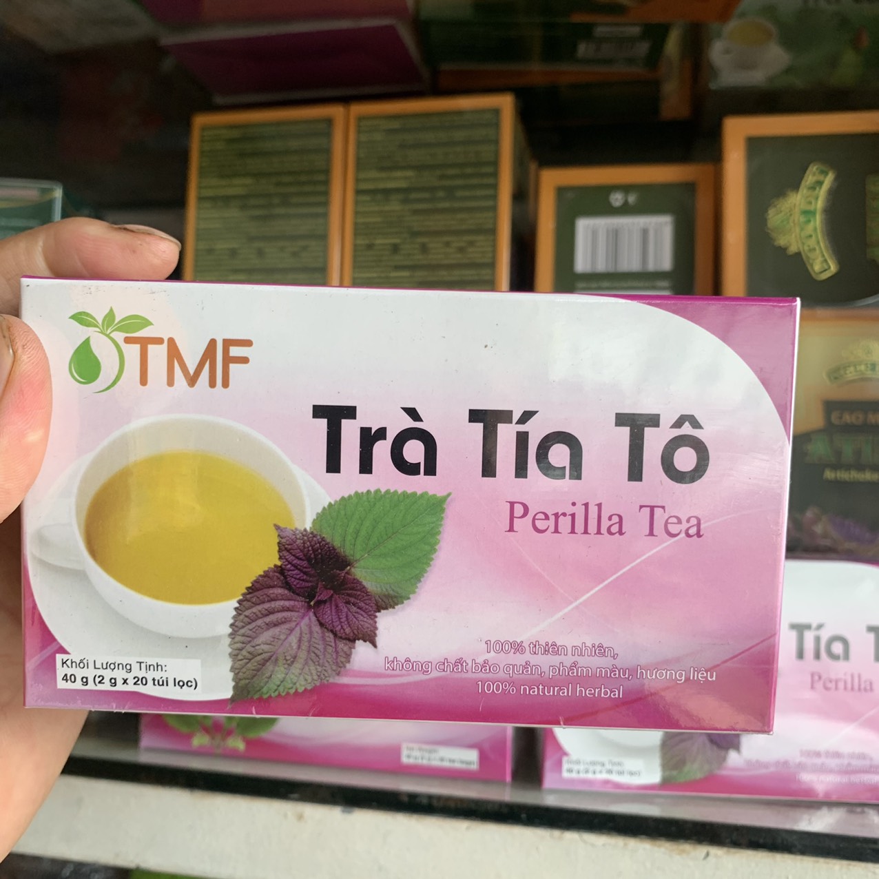 Trà tía tô tự nhiên không chất bảo quản hộp 20 túi lọc