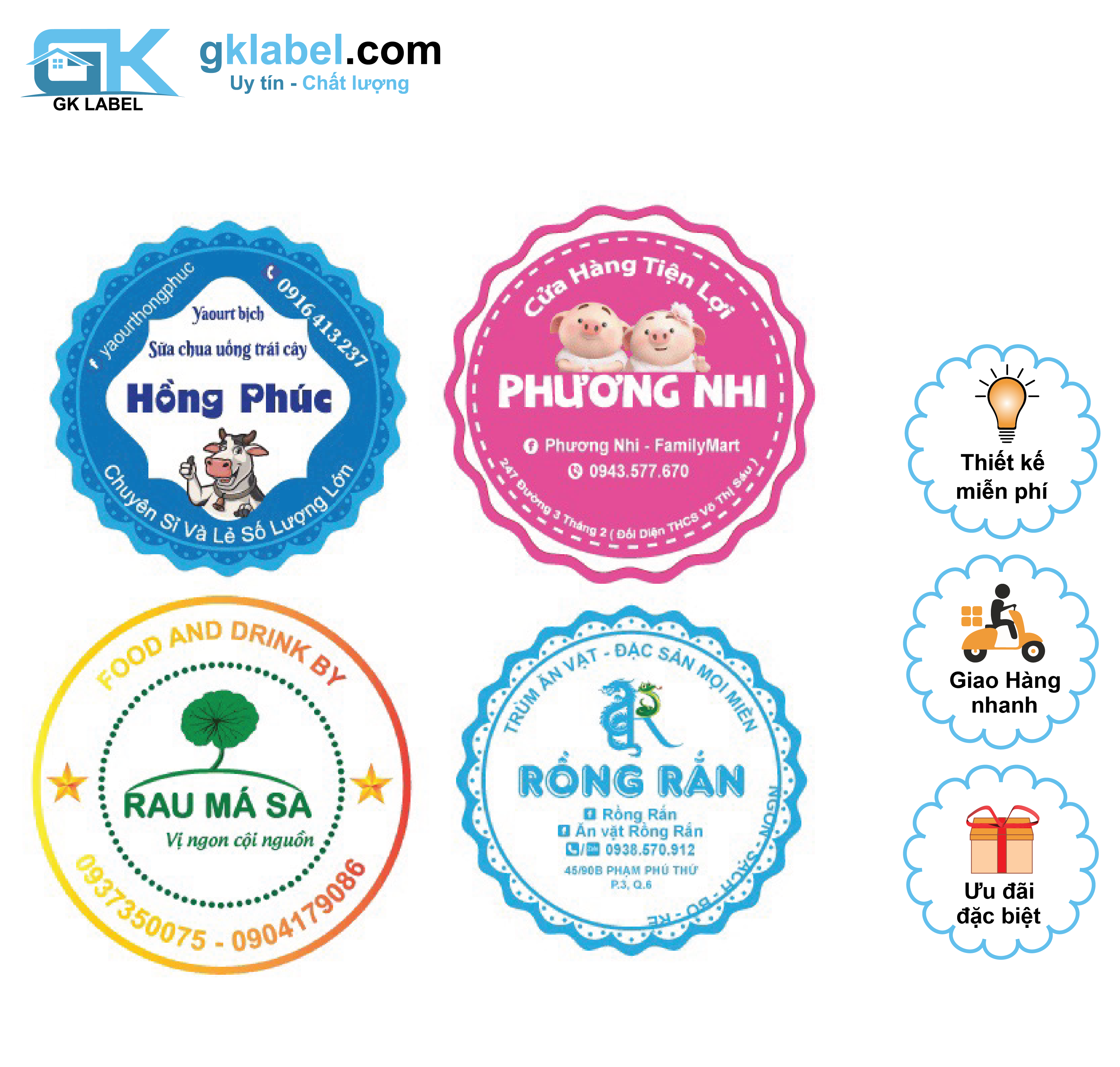 In tem nhãn decal, sticker, logo , CHỐNG NƯỚC => MIỄN PHÍ THIẾT KẾ