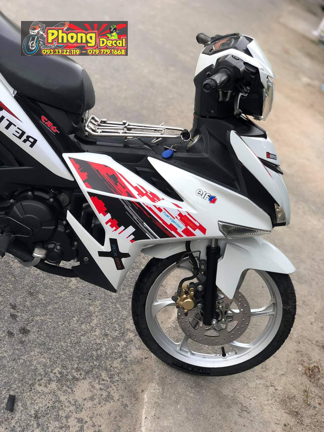 Tem Rời Ex 150 Thành Phố Dán Xe Trắng Phối Đỏ