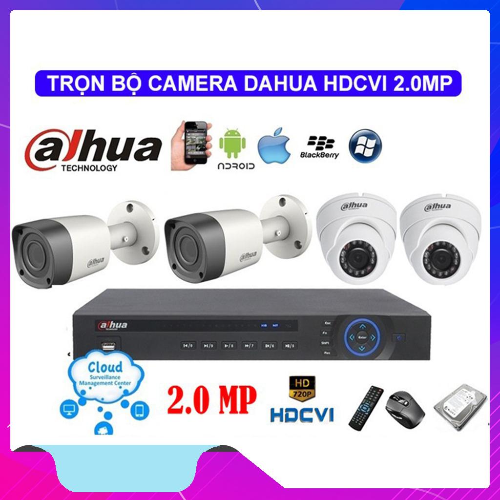 [CÓ VIDEO] Trọn bộ 4 mắt camera dahua 2.0 Full HD 1080p Kèm ổ cứng 500G lưu trữ - Đầy đủ phụ kiện lắp đặt