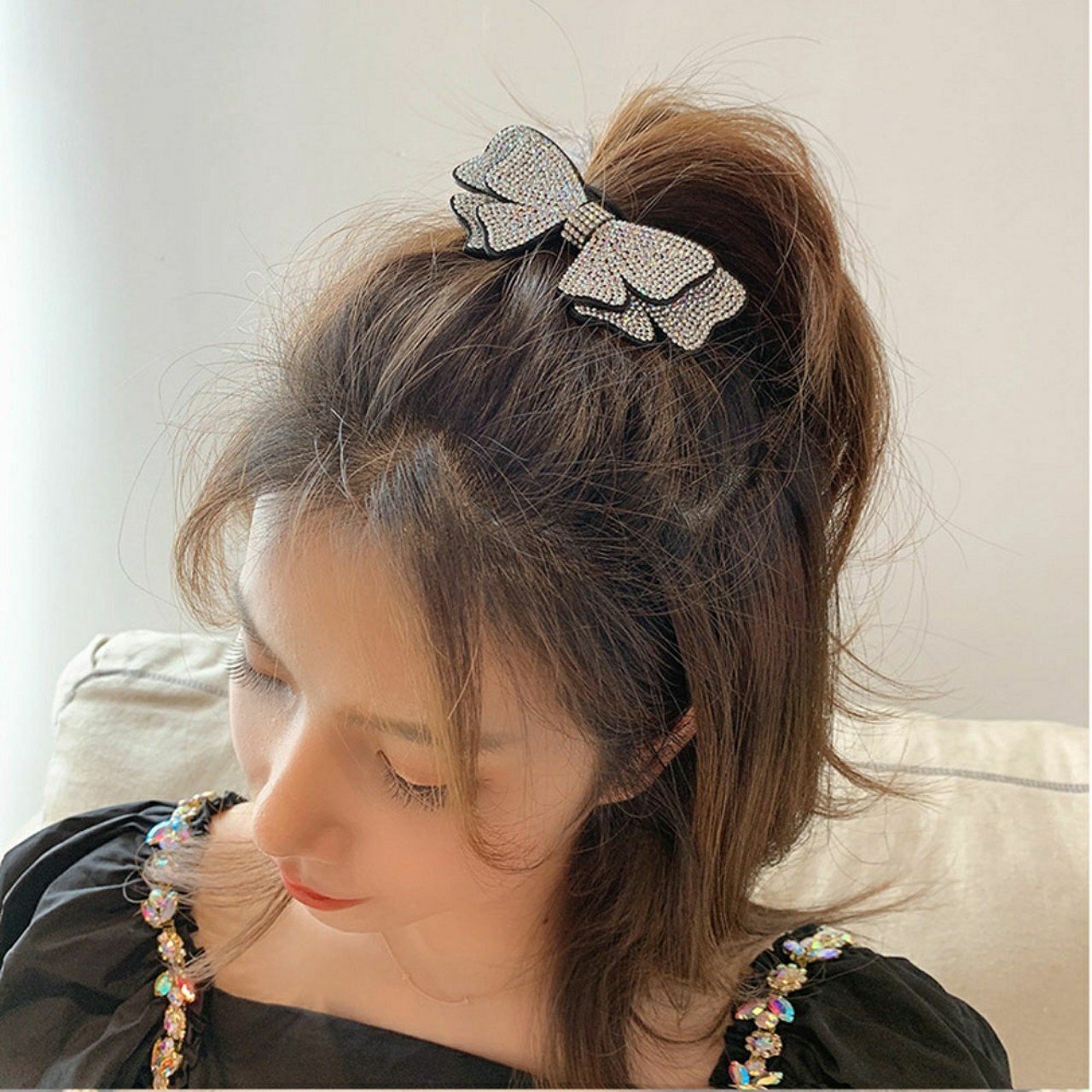 KẸP NƠ ĐÍNH ĐÁ LẤP LÁNH