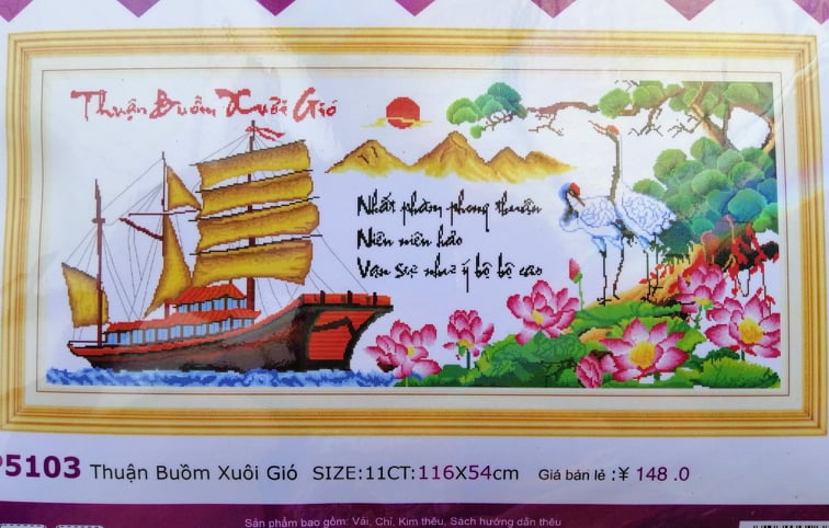 Tranh thêu chữ thập thuận buồm xuôi gió lp5103