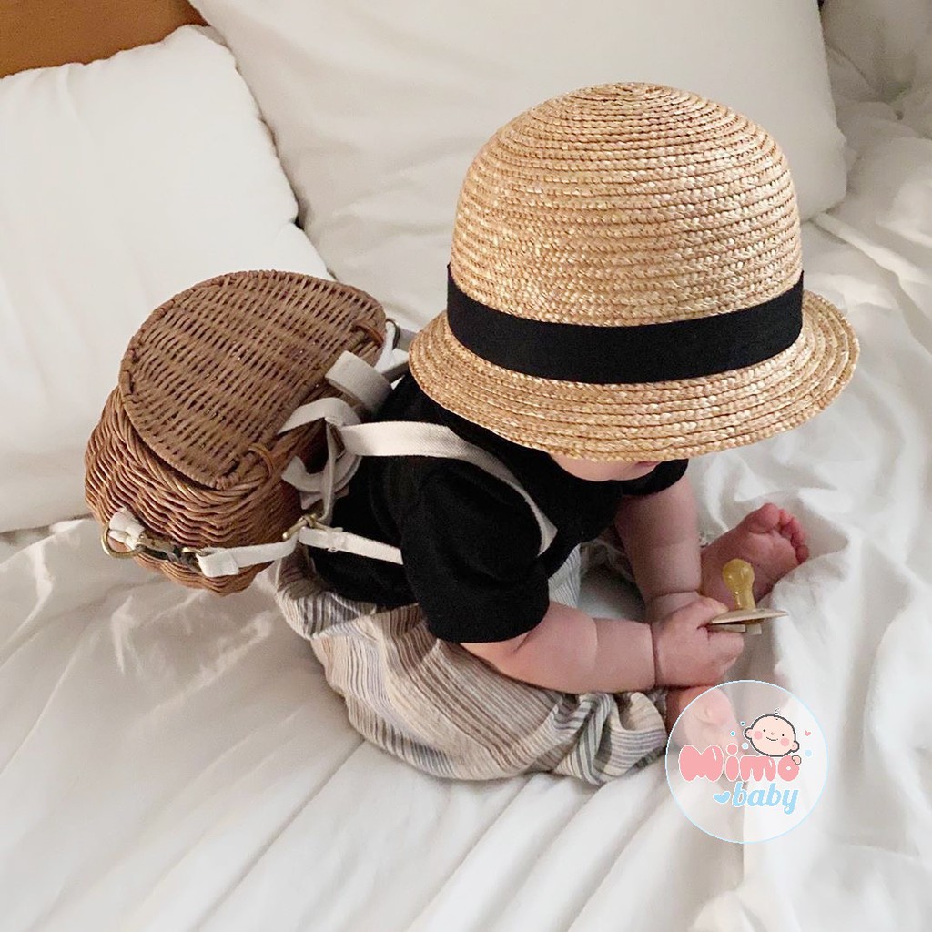 Mũ cói phong cách nhật bản đáng yêu cho bé mh03 mimo baby
