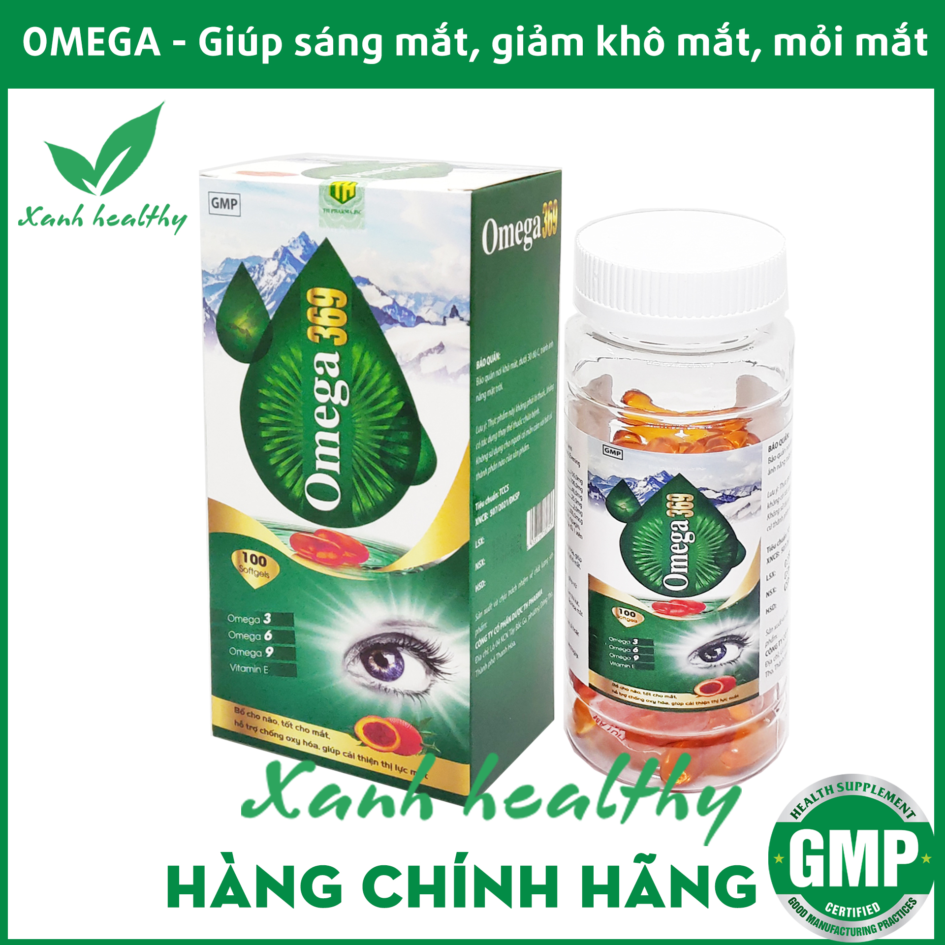 Omega 369 đỏ 100 viên - Dầu cá, dầu hạt lanh dầu anh thảo giúp bổ não, sáng mắt, khỏe mạnh tim mạch, tăng cường trí nhớ- Hàng chĩnh hãng