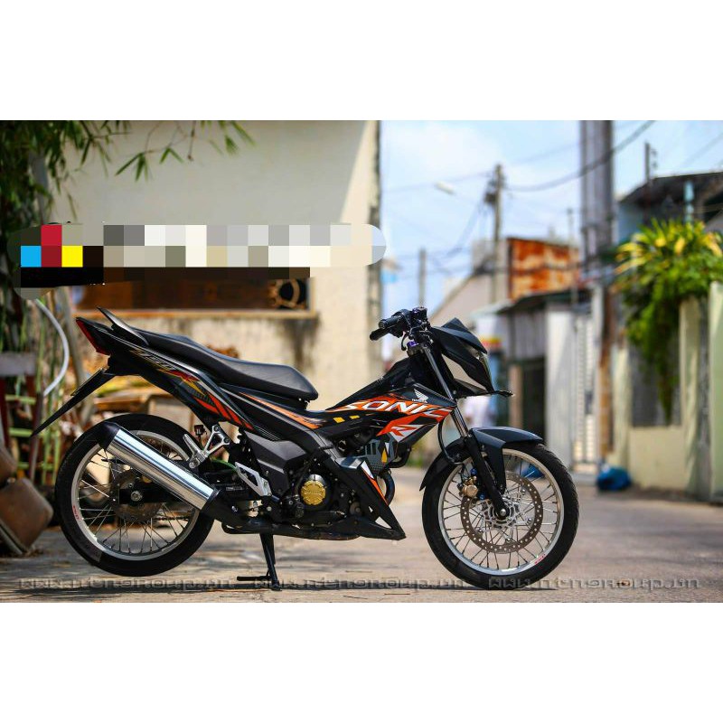 Tem rời sonic 150 đen phối cam- decal ruby