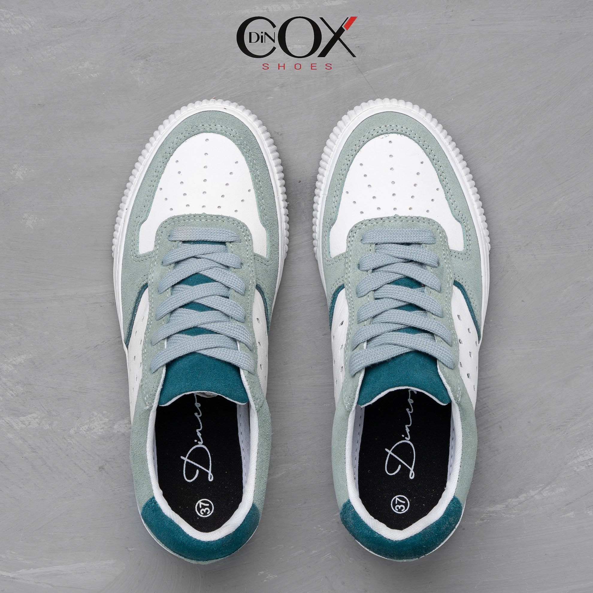 Giày Sneaker Da Bò Thật Nữ DINCOX E03 Green Sang Trọng
