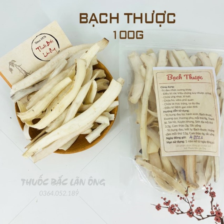 Bạch thược khô 100g (Hàng Trắng Sạch)
