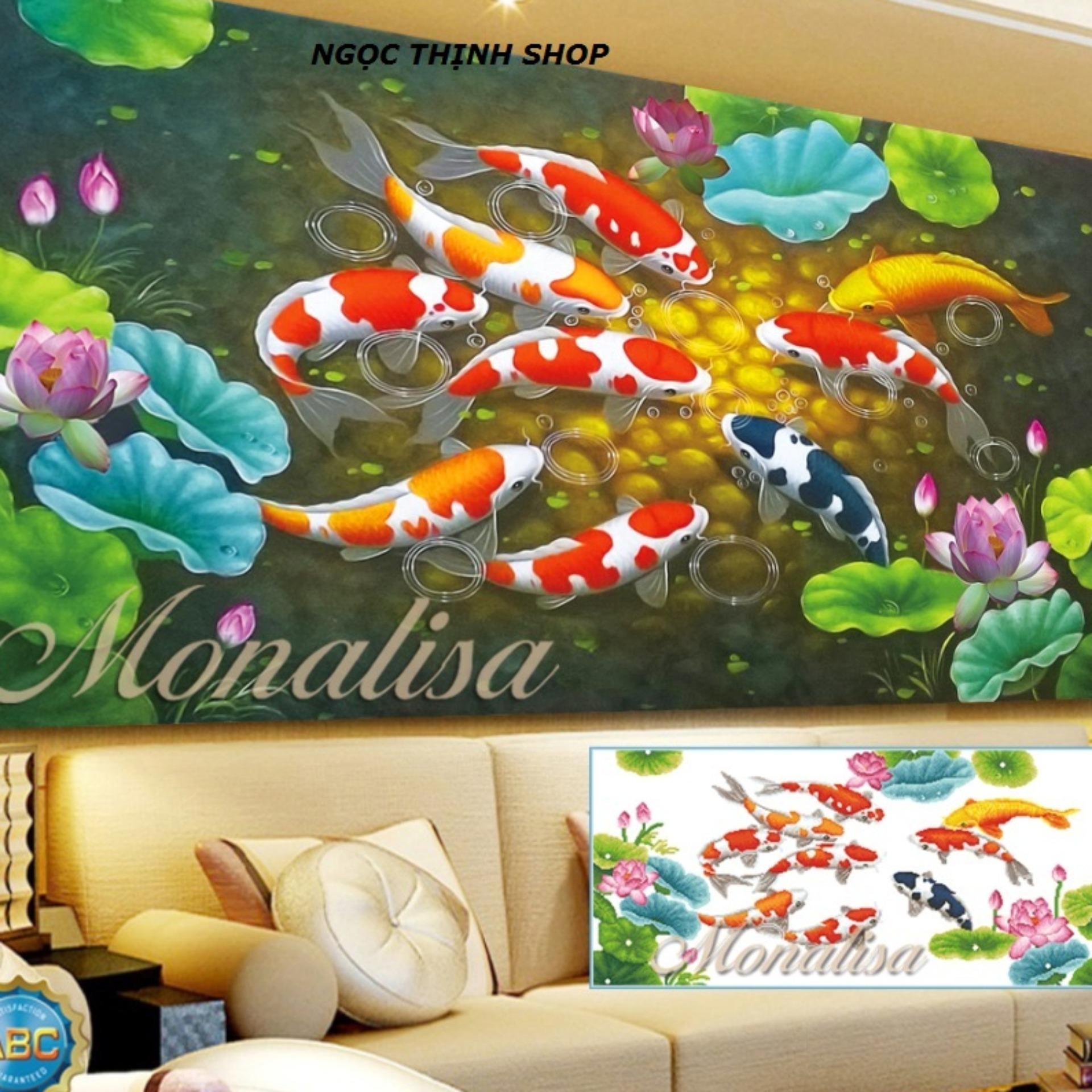 Tranh đính đá Cửu ngư quần hội Y8208- Sản phẩm chưa đính