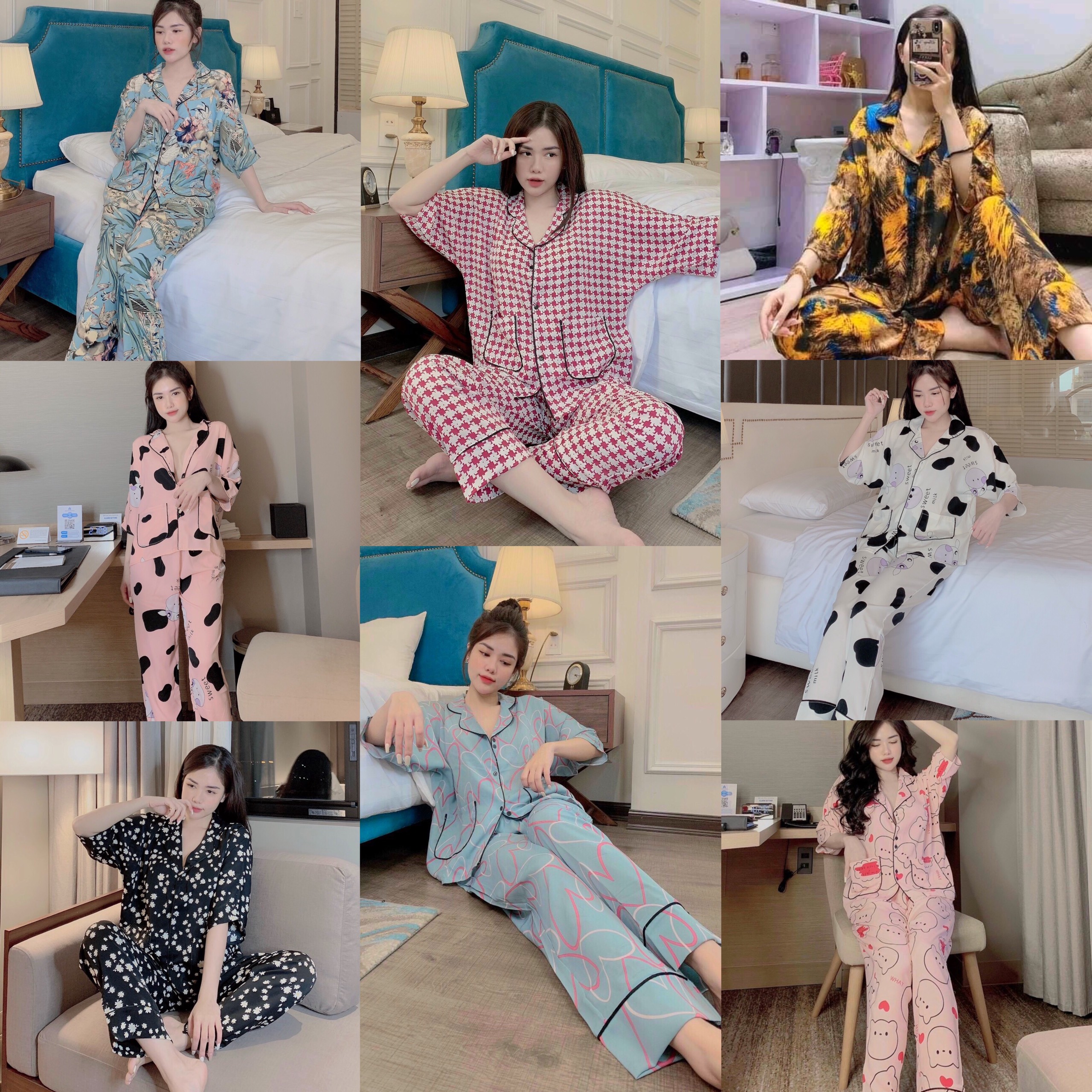 Bộ Pyjama cánh dơi chất lụa Mango mềm mịn, không nhăn,không xù