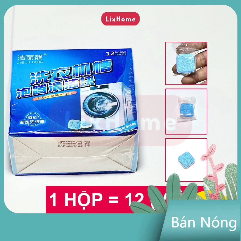 Hộp 12 Viên Viên Tẩy Vệ Sinh Lồng Máy Giặt Diệt khuẩn và Tẩy chất cặn Lồng máy giặt hiệu quả - Aeneas Shop