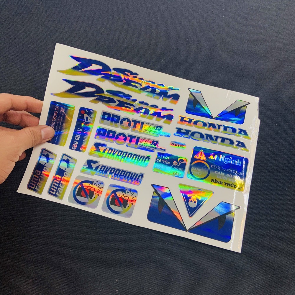 TẤM TEM CROM MÀU TITAN NHIỀU STICKER CHO HONDA DREAM