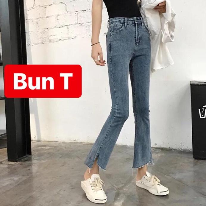 QUẦN JEAN NỮ CHẤT BÒ XANH ỐNG BASS LOE LƯNG CAO NÂNG MÔNG HOT TREND T&T-532 - TRANG BUN FASHION