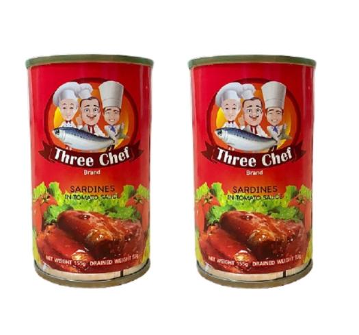 [Có sẵn] [Chính hãng] Cá Mòi Sốt Cà Three Chef Thái Lan 155G [1 lốc 10 Hộp]