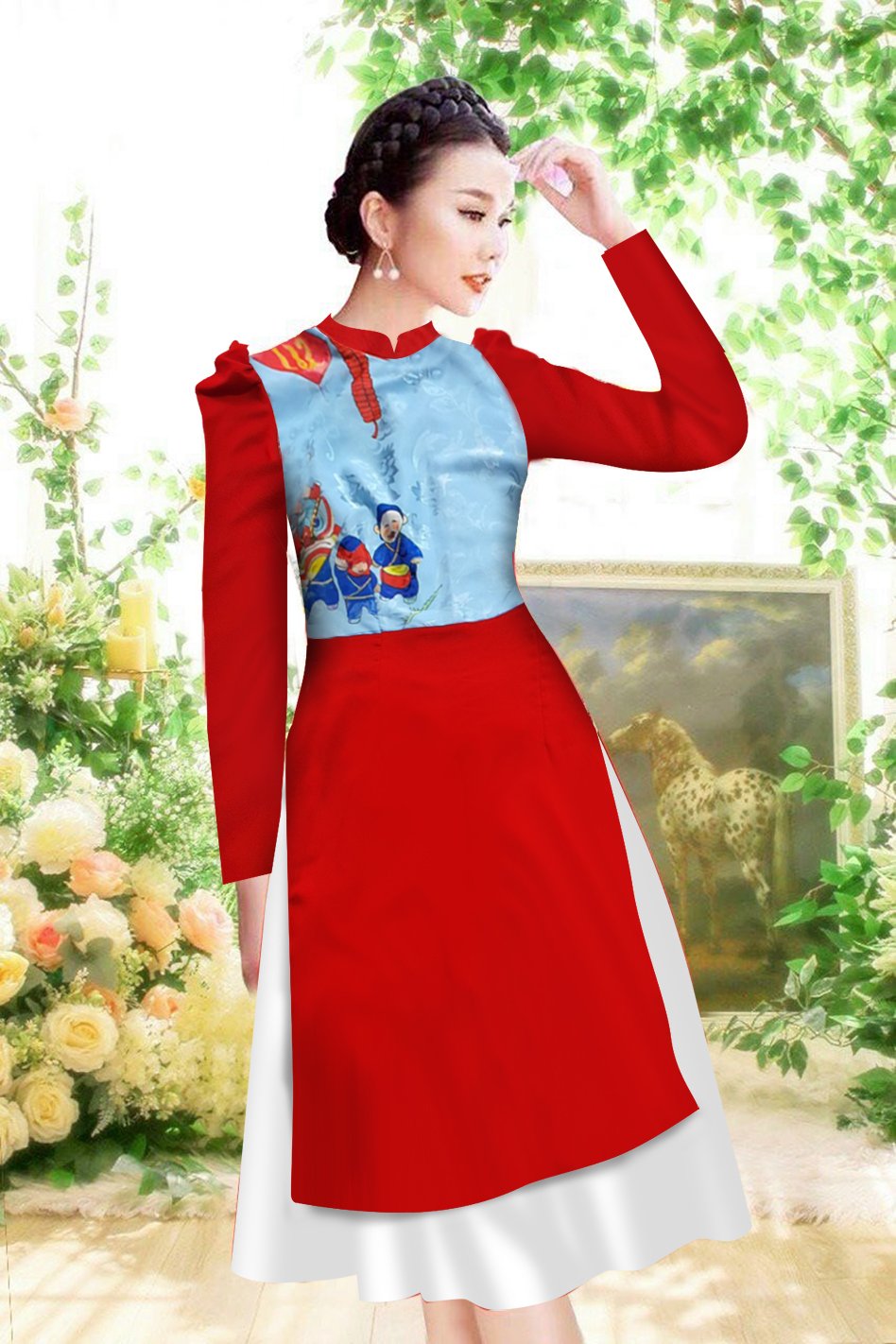 GIÁ XƯỞNG - Áo dài cách tân LỤA IN 3D