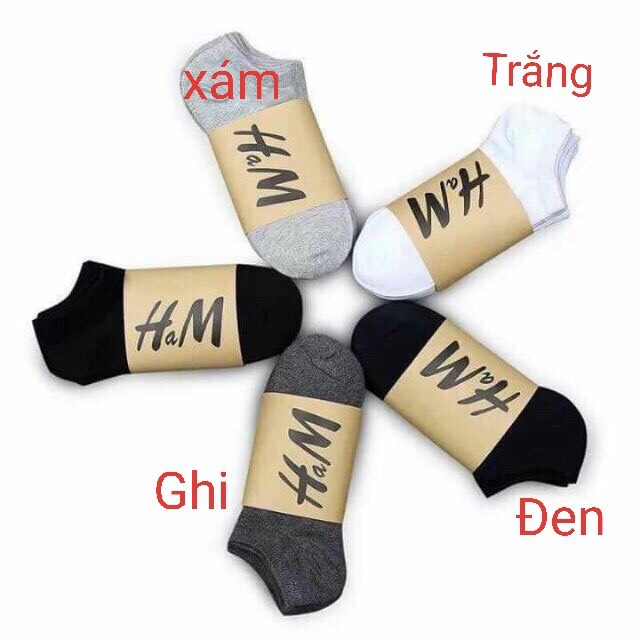 SET 5 ĐÔI TẤT HM CỔ NGẮN NAM NỮ