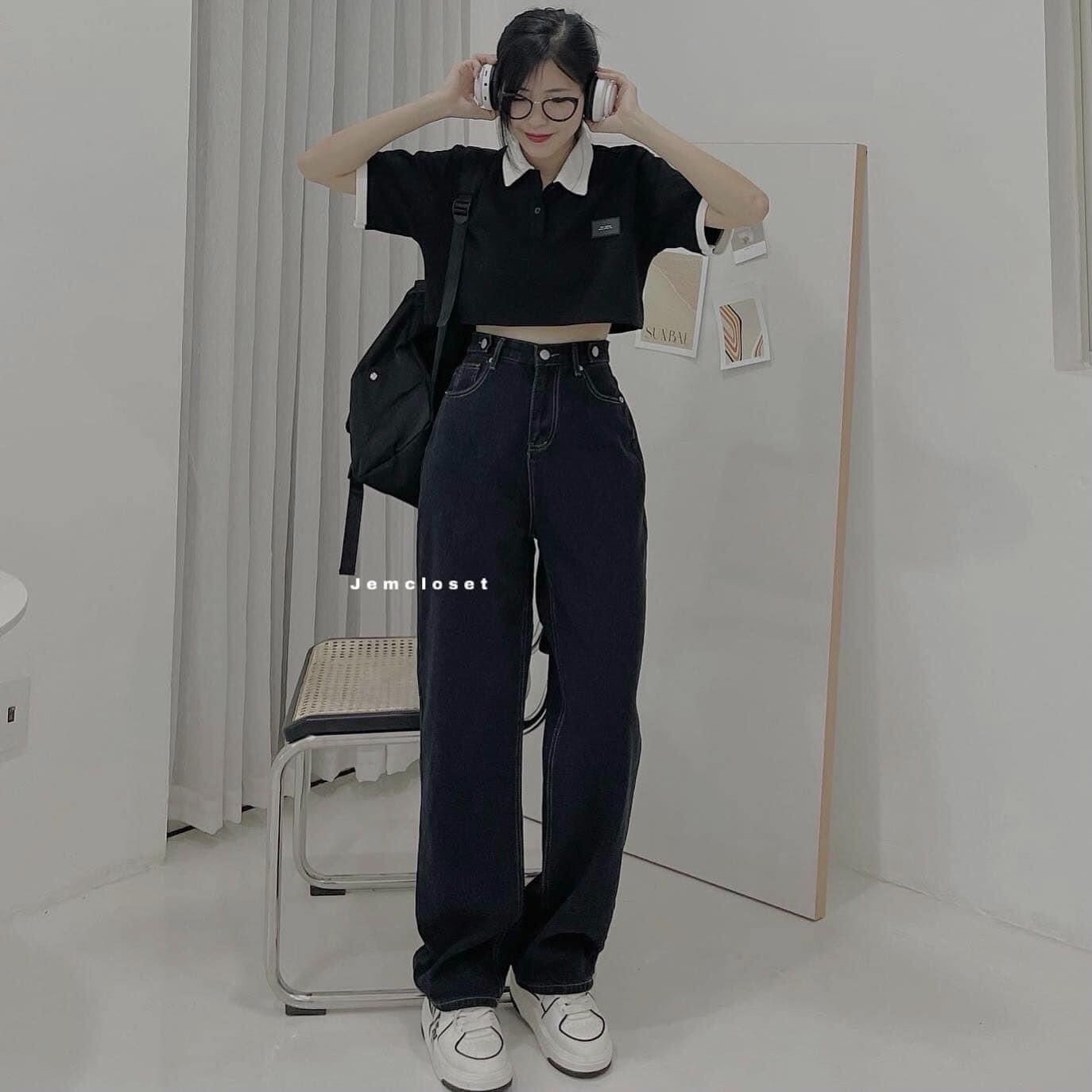 Áo croptop petter phối viền logo