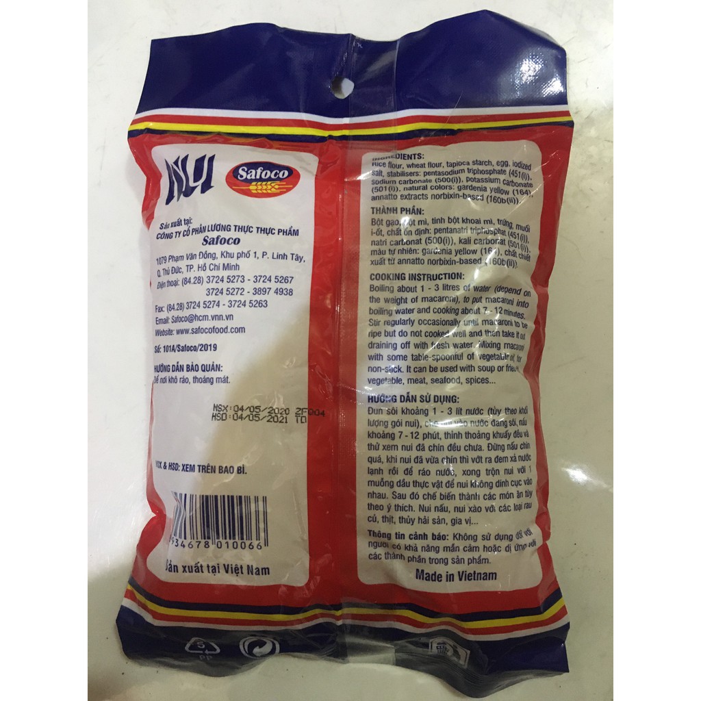 Nui Ốc Nhỏ (Nui Sò Nui Chữ C) Macaroni Safoco GóI 200G