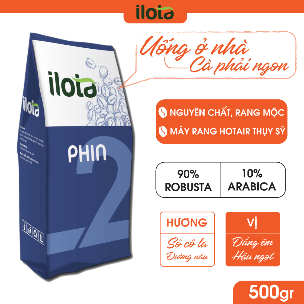 Cà phê Robusta rang xay nguyên chất ILOTA 2 cafe xay pha phin rang mộc thơm ngon đậm vị coffee