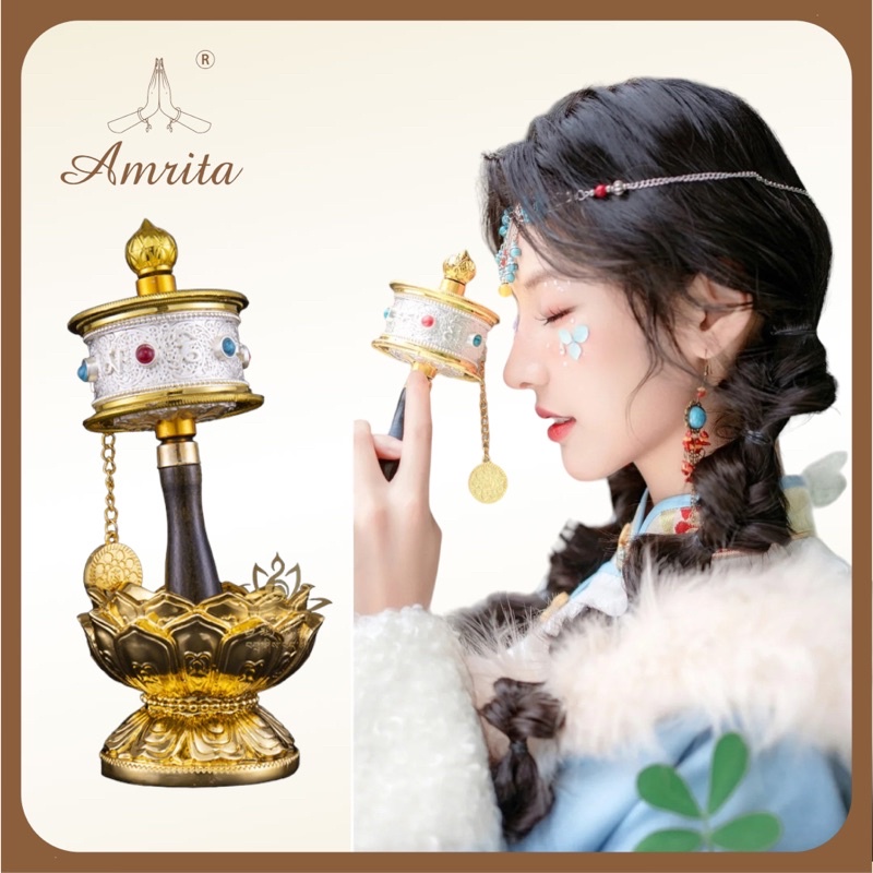 Kinh luân cầm tay Tây Tạng cầu nguyện - kinh luân bằng đồng - kinh luân điện - kinh luân omani - Amrita.vn