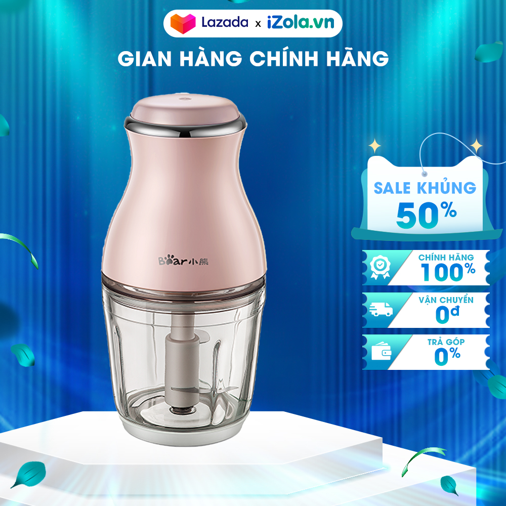 Máy xay thịt đa năng bear qsj-b02u2 - nhấn nắp để xay - cối xay thủy tinh - 1 tốc độ