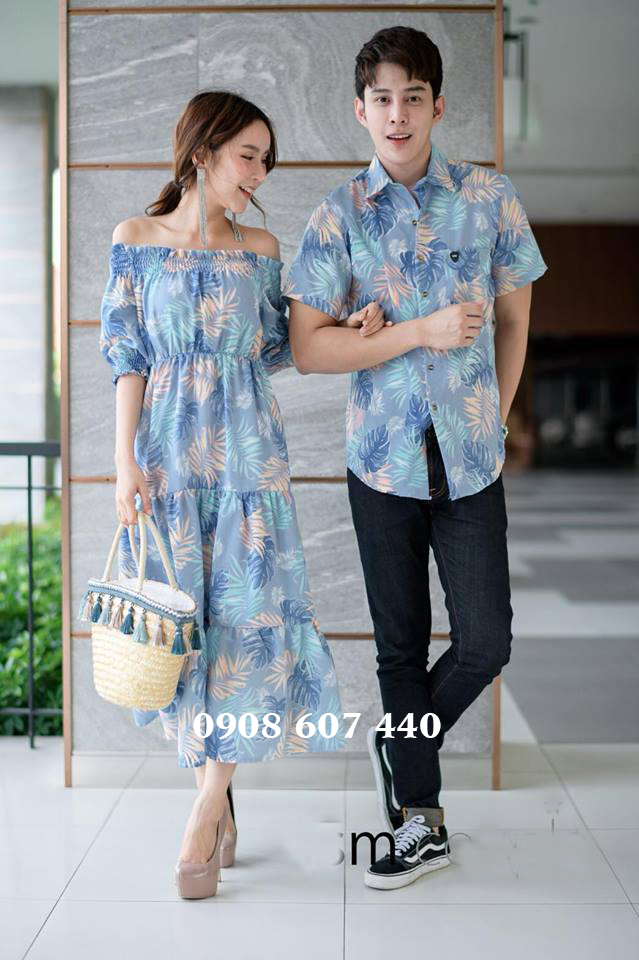 [HCM]Áo váy hoa đôi (giá gồm váy nữ + somi nam)