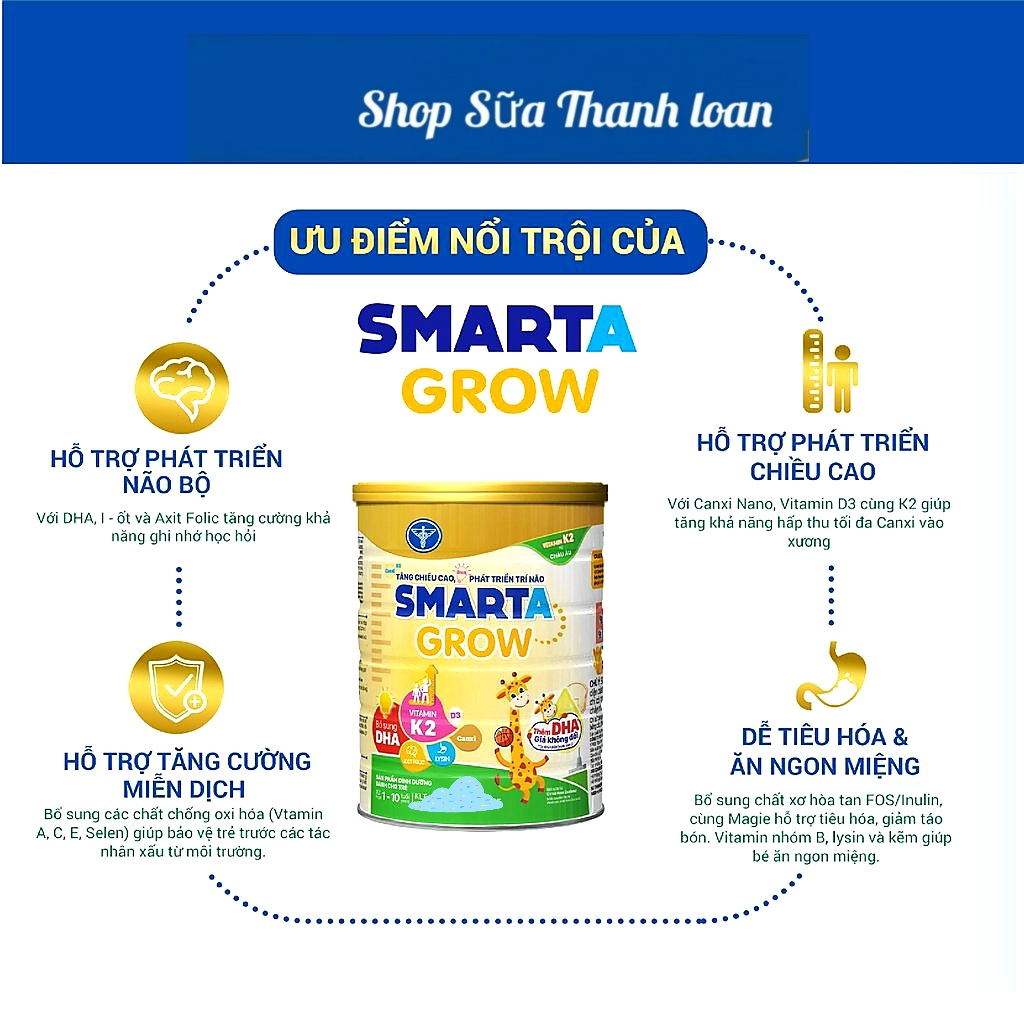 (HSD T2-2026) Sữa Bột Nutricare Smarta Grow 850g (Cho Trẻ Từ 1-10 Tuổi).