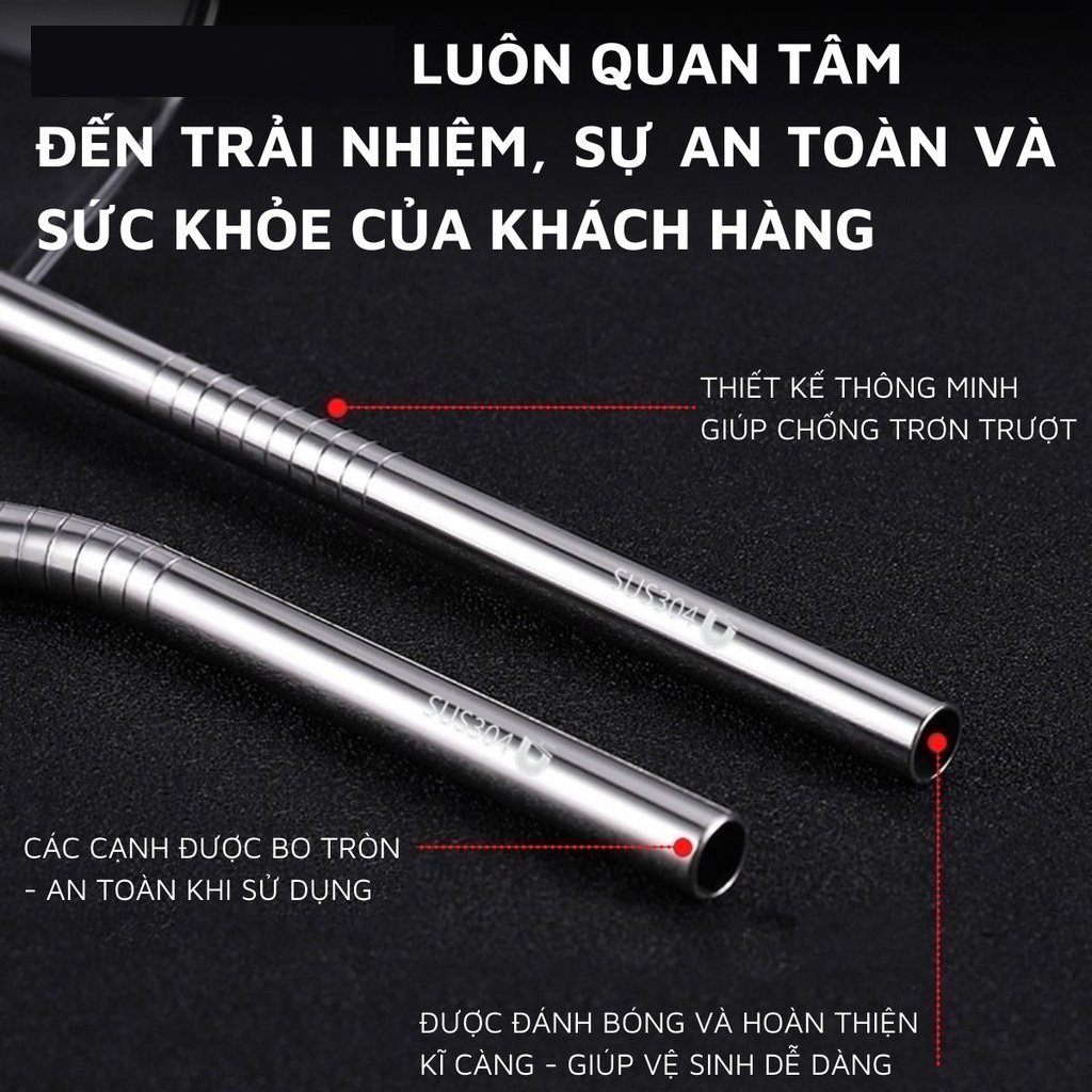 Ống hút Inox 304 cao cấp bằng thép không gỉ an toàn cho sức khỏe