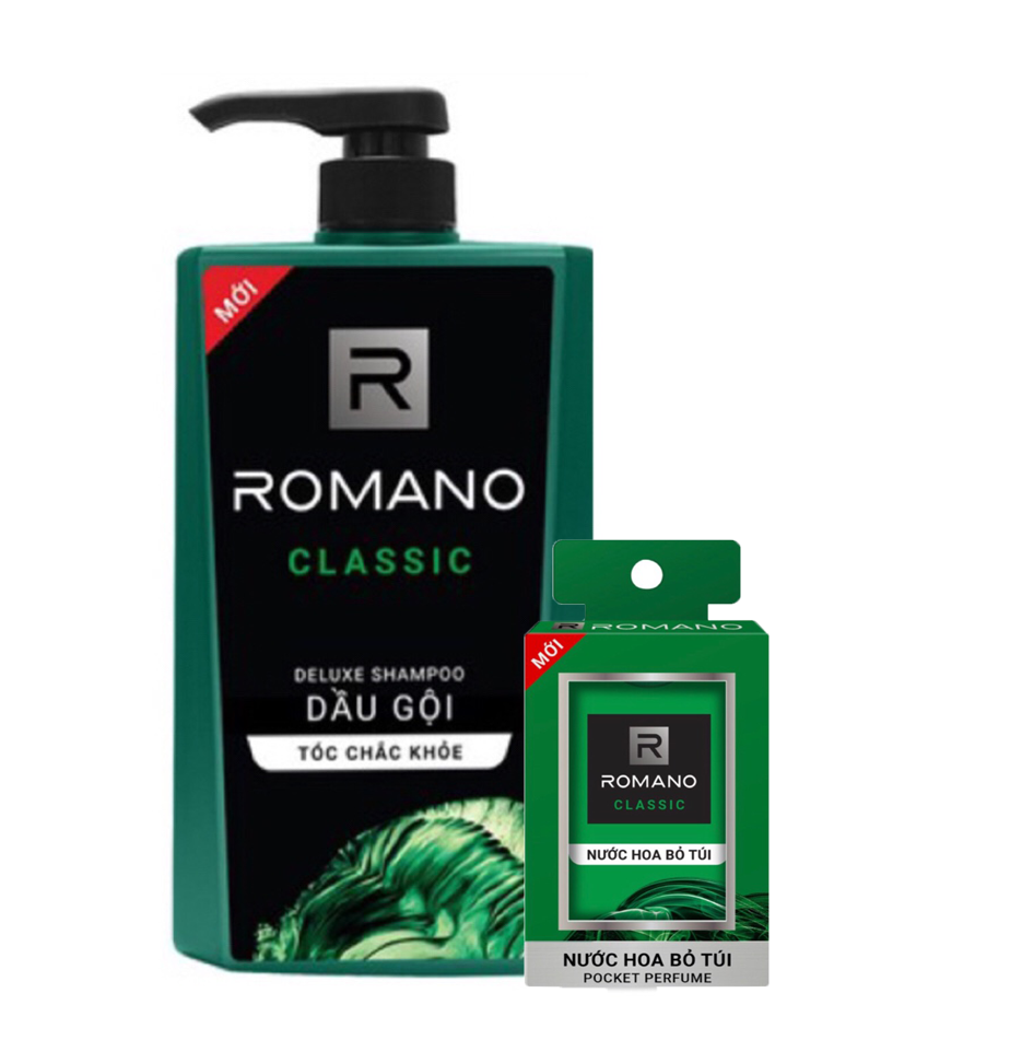 Dầu gội Romano Classic 650g+ Nước hoa bỏ túi 18ml