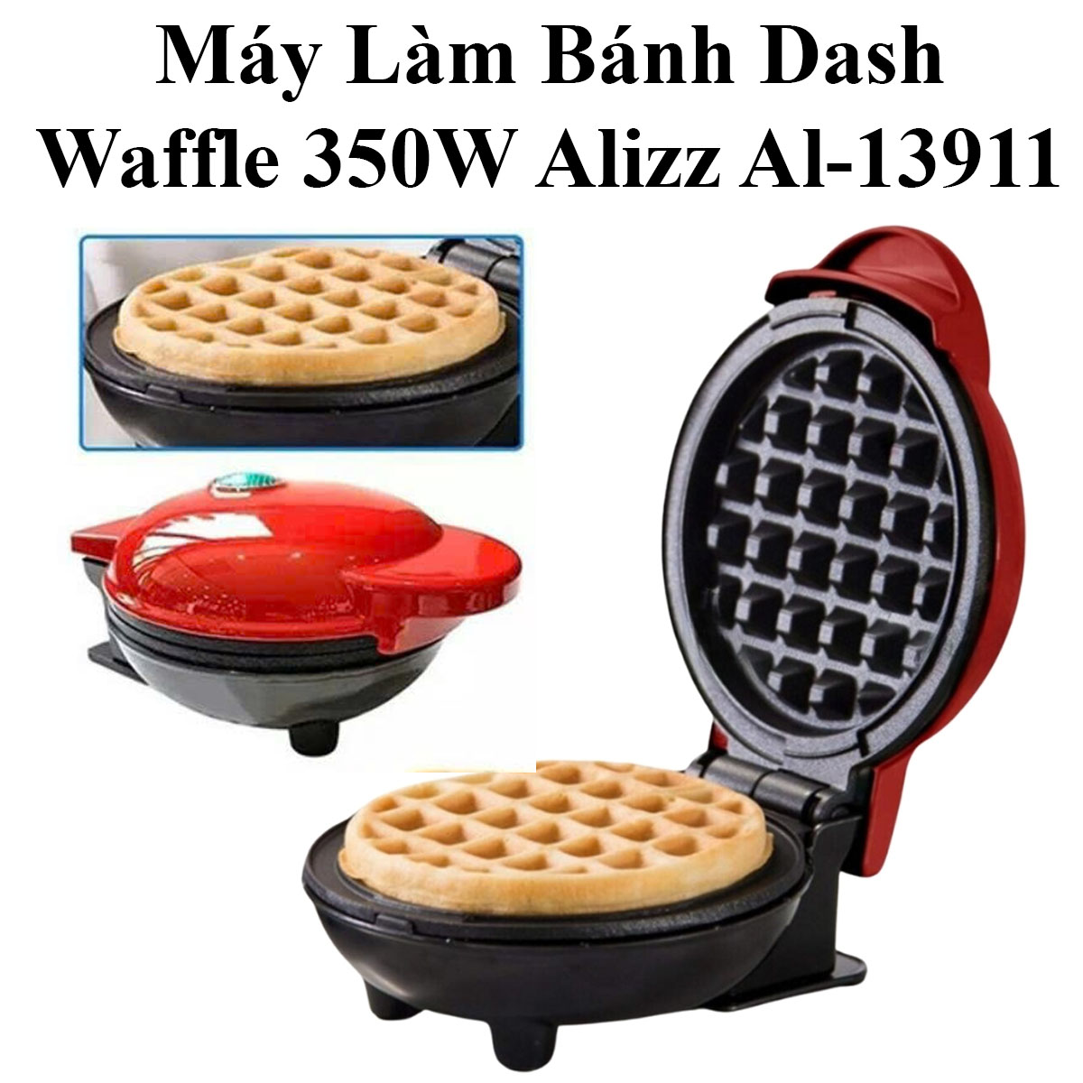  Máy Nướng Bánh Dash Waffle Màu Đỏ Sử Dụng Điện Năng Khay Chống Dính Giúp Làm Bánh Thơm Ngon Máy Làm Bánh Hình Thú Máy Làm Bánh Đa Năng. 