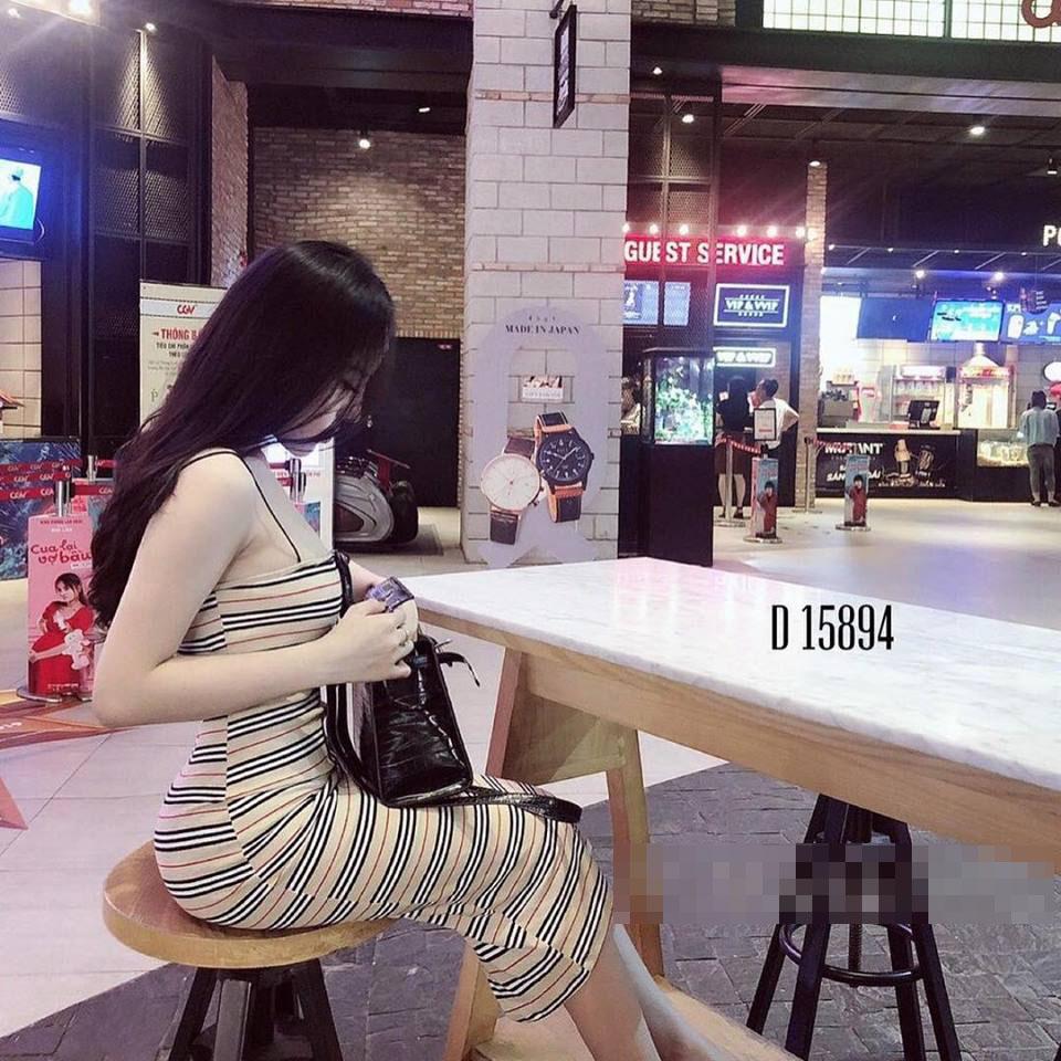 [HCM]Đầm Ôm Body Sọc 2 Dây Siêu Tôn Dáng