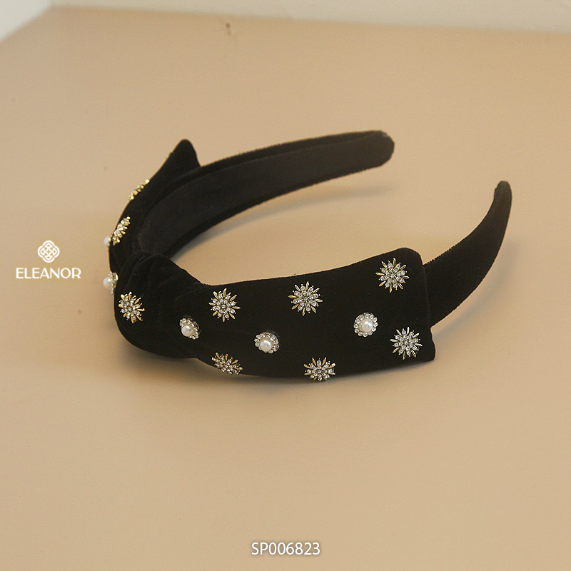 Băng đô cài tóc nữ Eleanor Accessories hình nơ đính đá phụ kiện tóc 6823