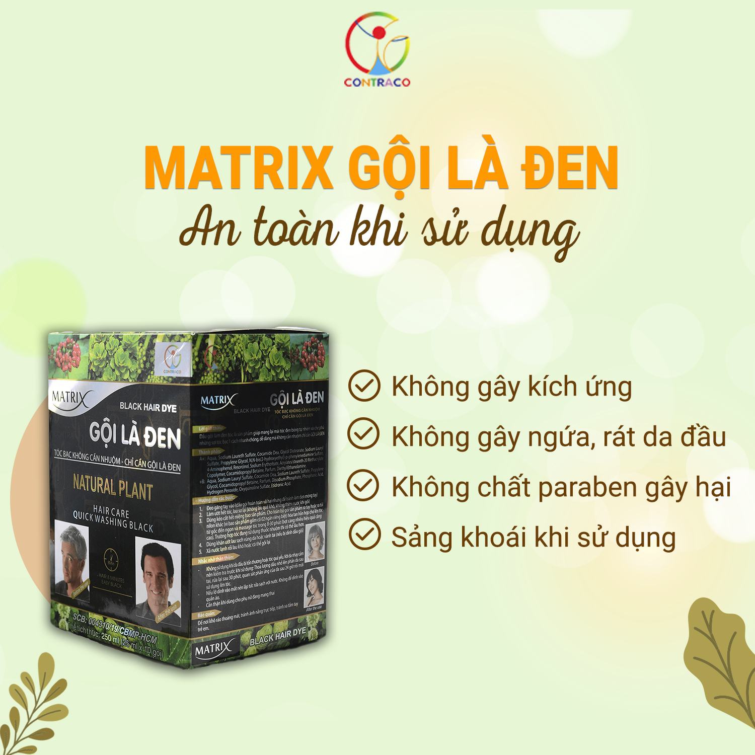 Dầu gội phủ bạc gội là đen tóc cấp tốc Matrix gói 25ml -  Contra Cosmetics