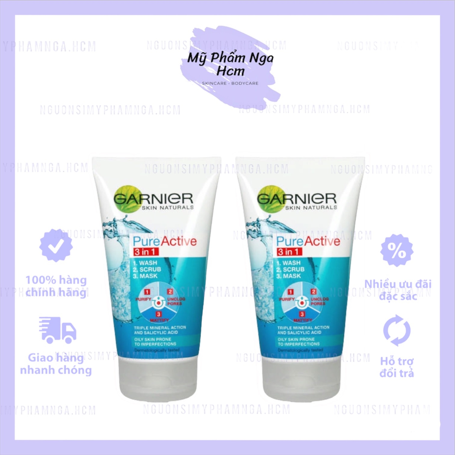Sữa rửa mặt Garnier 3in1