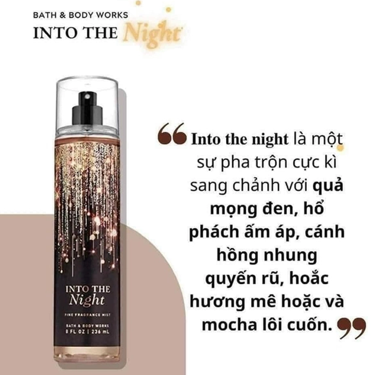 Xịt thơm body Bath and Body Works Into The Night 236ml