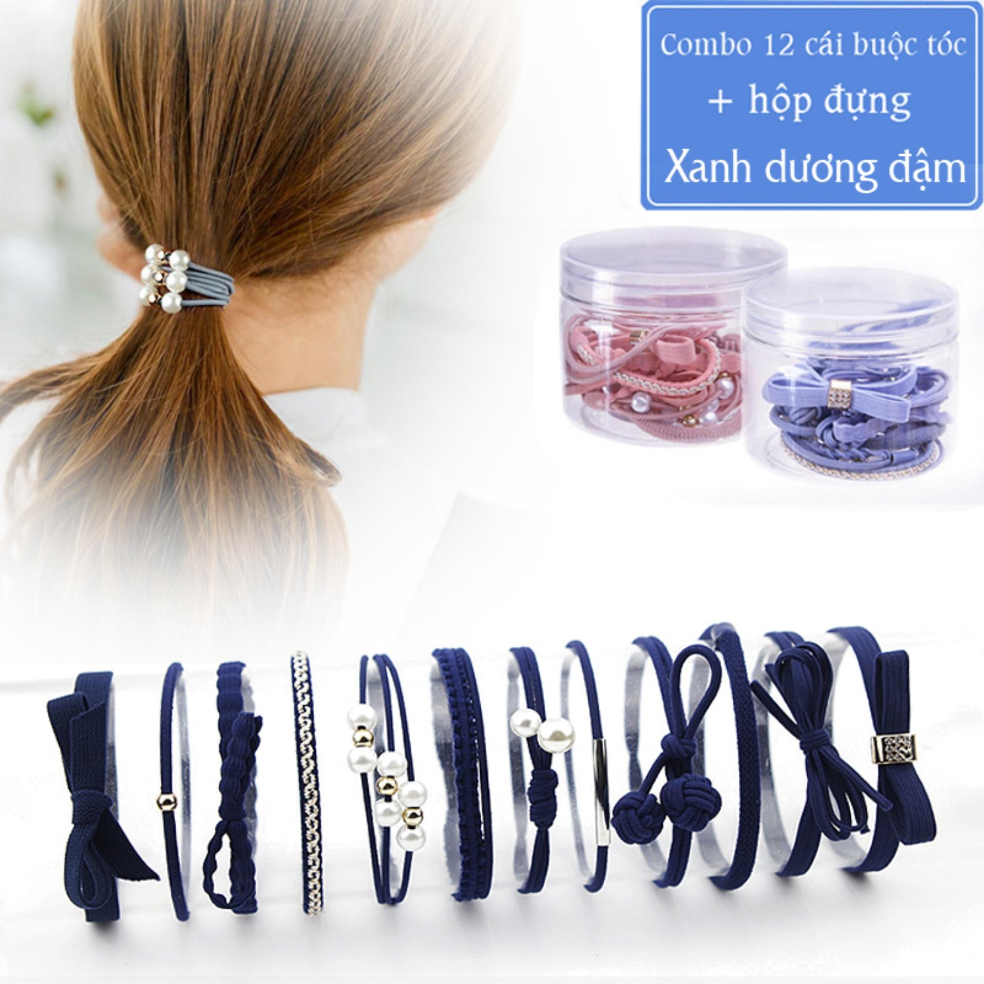 Bộ 12 thun cột tóc đẹp - combo 12 dây buộc tóc dễ thương - cột tóc