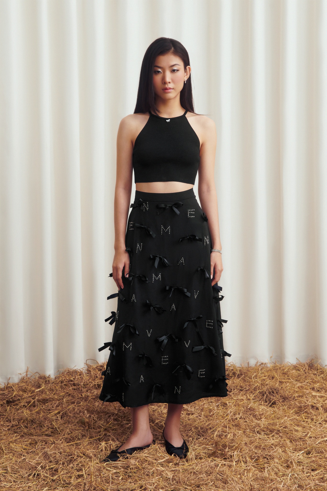 MAVEN - Áo len dệt kim đính charm nơ Sully Top